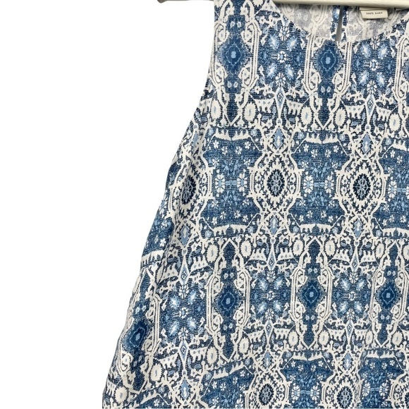 Rachel Zoe Blue Print 100% Linen Swing Mini Dress Size M - Picture 4 of 5